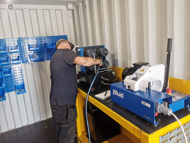 Our hydraulic hose manufacturing station.