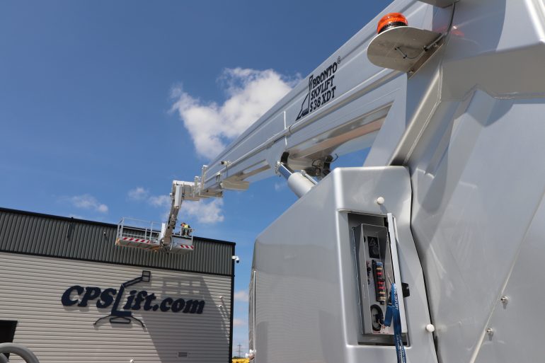 The extended boom of a Bronto MEWP.