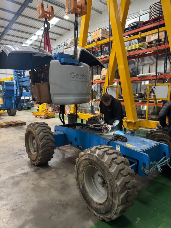 A slew ring being replaced.