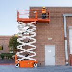 A scissor lift being used for vertical access.