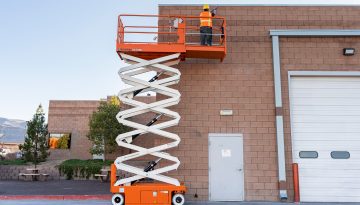 A scissor lift being used for vertical access.