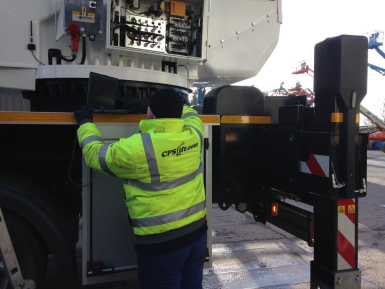 A LOLER inspection of a large MEWP with slew ring.