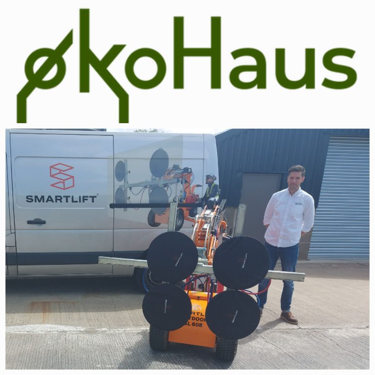 John Lewis of okoHaus with his new Smartlift SL 608 HLE RT glazing robot.