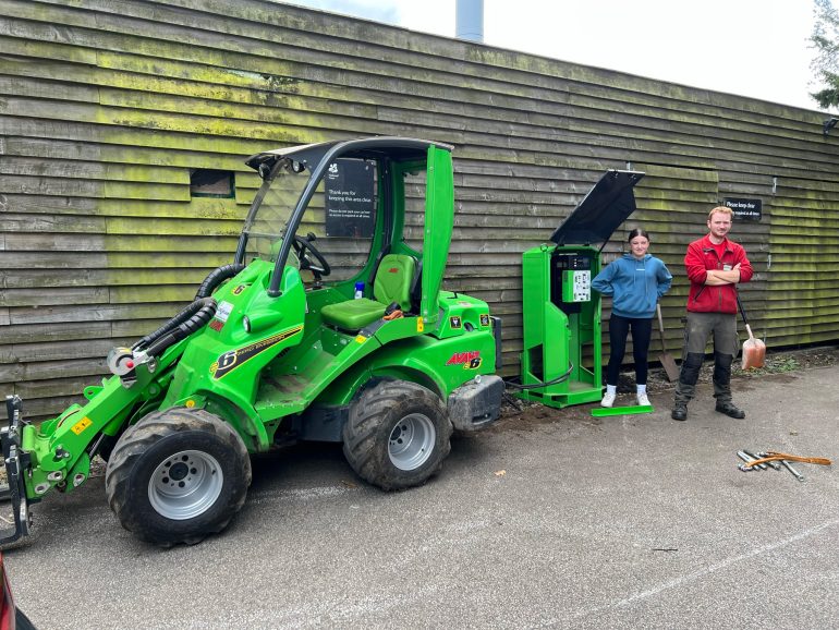 The Avant rapid charging station for Nostell Priory's new Avant E6 compact loader.