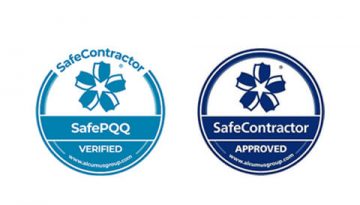Safe Contractor Approved & Safe Contractor SafePQQ logos.